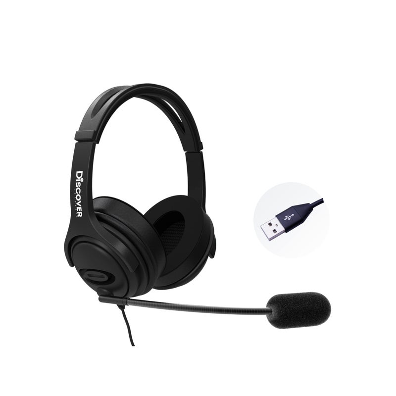 Discover D722U Noise Reducing USB Wired Work from Home Headset | Compatible with Computer Softphone Apps Like RingCentral, Teams, Zoom, Google, GoTo, Cisco and More - Image 1